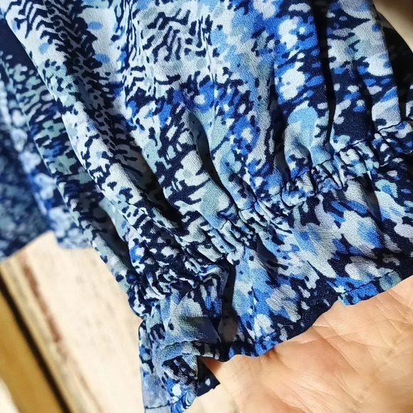 Joie boho Parisian paisley printed blue peasant elastic ruffle sleeves medium - Picture 4 of 10